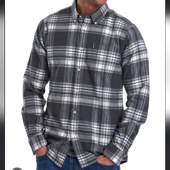 Barbour Men's Gray Plaid Shirt - Picture 1 of 6